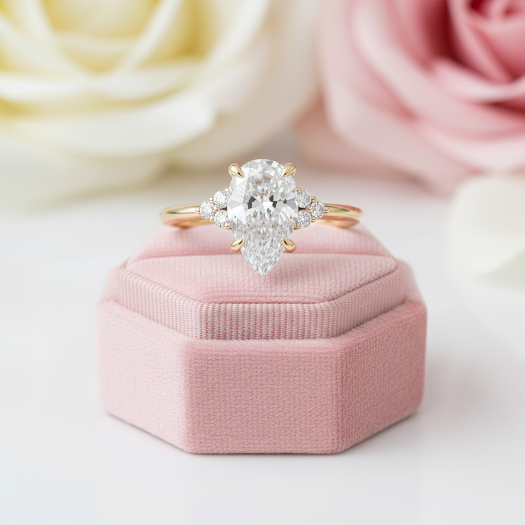 Pear Cut Diamond Engagement Ring-Black Diamonds New York