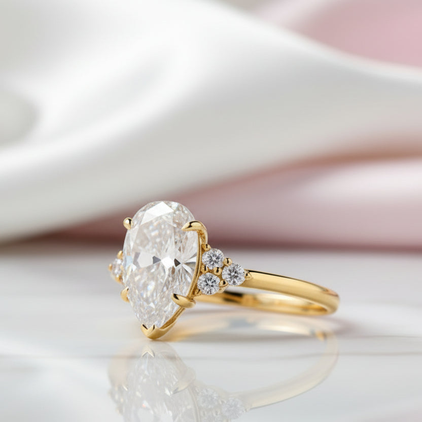 Pear Cut Diamond Engagement Ring-Black Diamonds New York