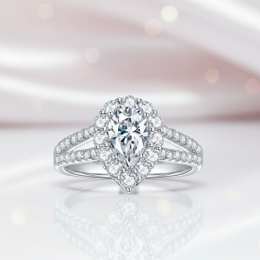 Pear Cut Diamond Engagement Ring-Black Diamonds New York