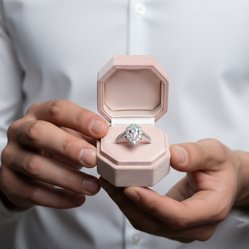 Pear Cut Diamond Engagement Ring-Black Diamonds New York