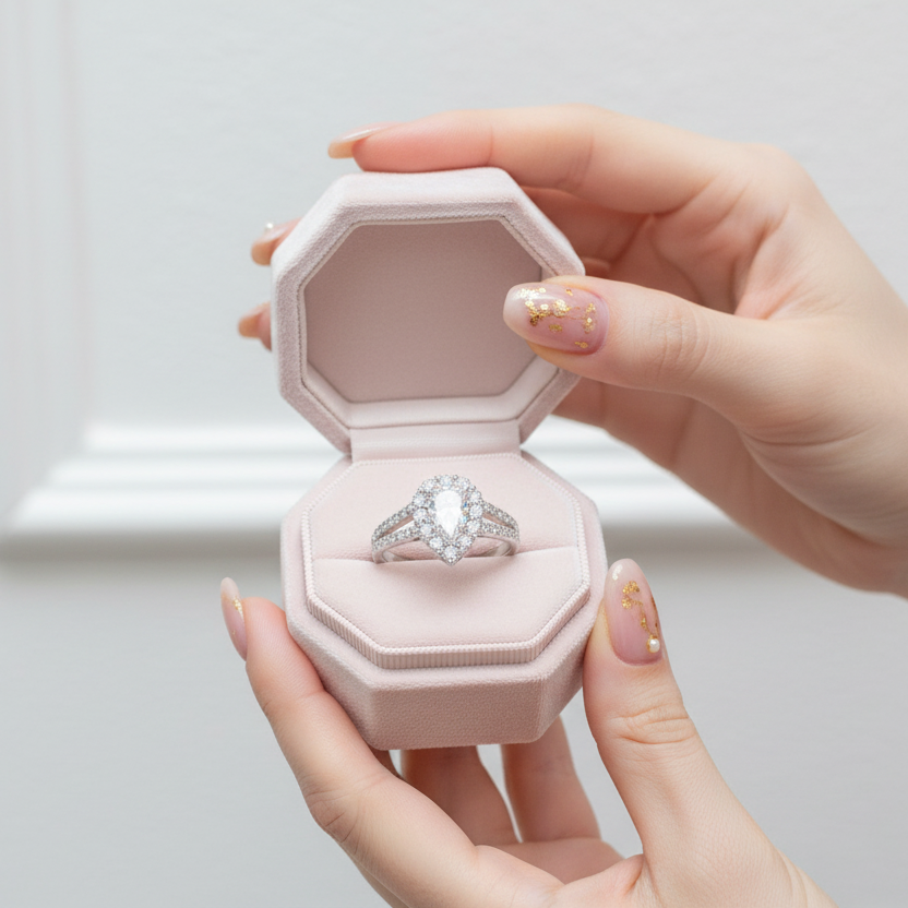 Pear Cut Diamond Engagement Ring-Black Diamonds New York