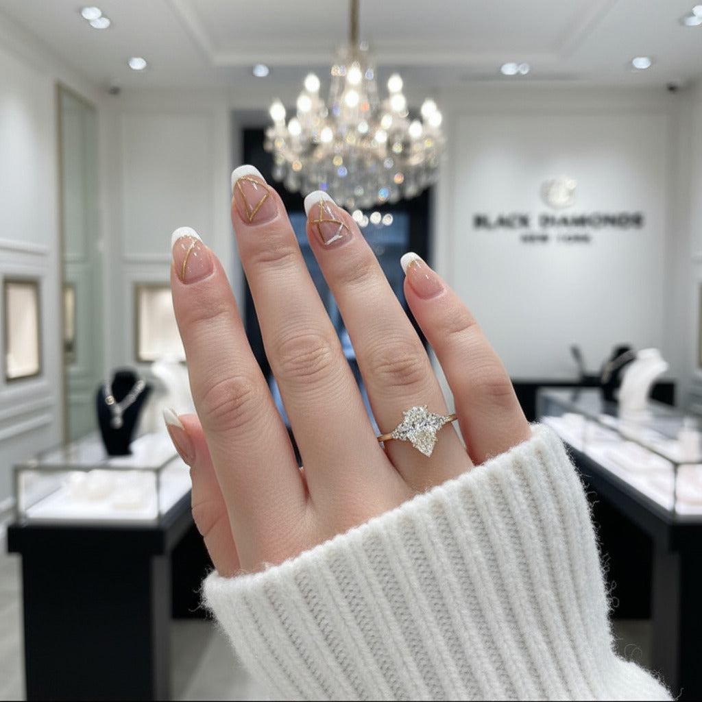 Pear Cut Diamond Engagement Ring-Black Diamonds New York