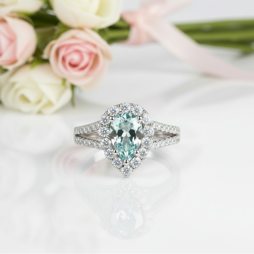 Pear Cut Diamond Engagement Ring-Black Diamonds New York