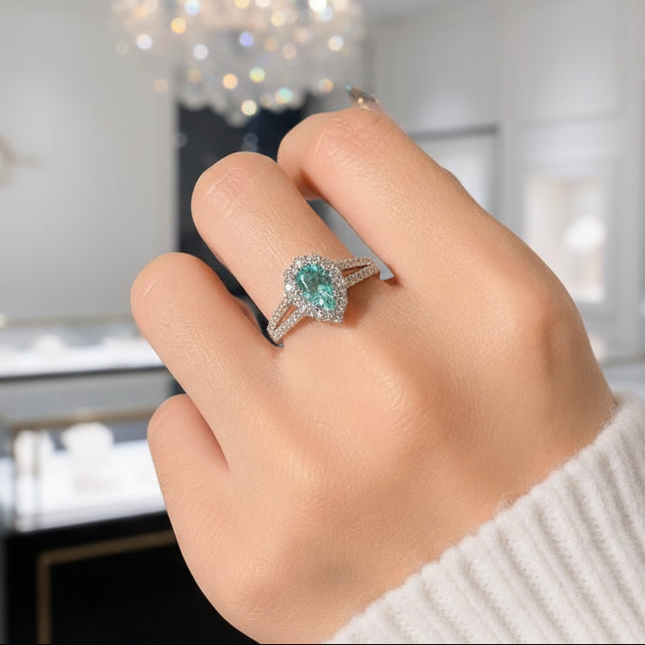 Pear Cut Diamond Engagement Ring-Black Diamonds New York