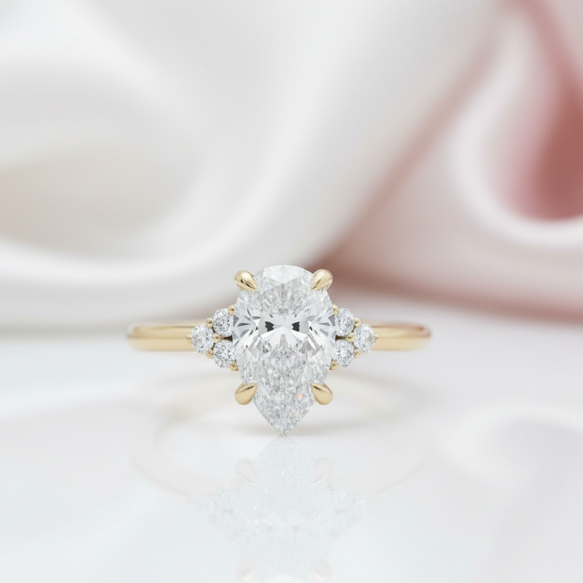 Pear Cut Diamond Option Engagement Ring-Black Diamonds New York