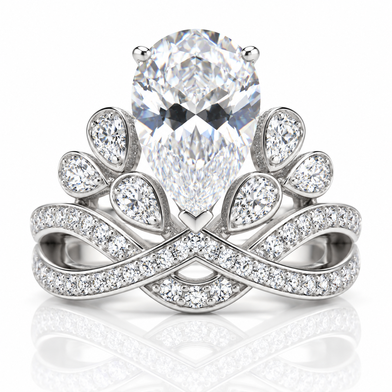 Pear Cut Diamond Option Crown Engagement Ring-Black Diamonds New York