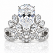 Pear Cut Diamond Option Crown Engagement Ring-Black Diamonds New York