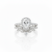 Pear Cut Diamond Option Leaf Engagement Ring Set-Black Diamonds New York
