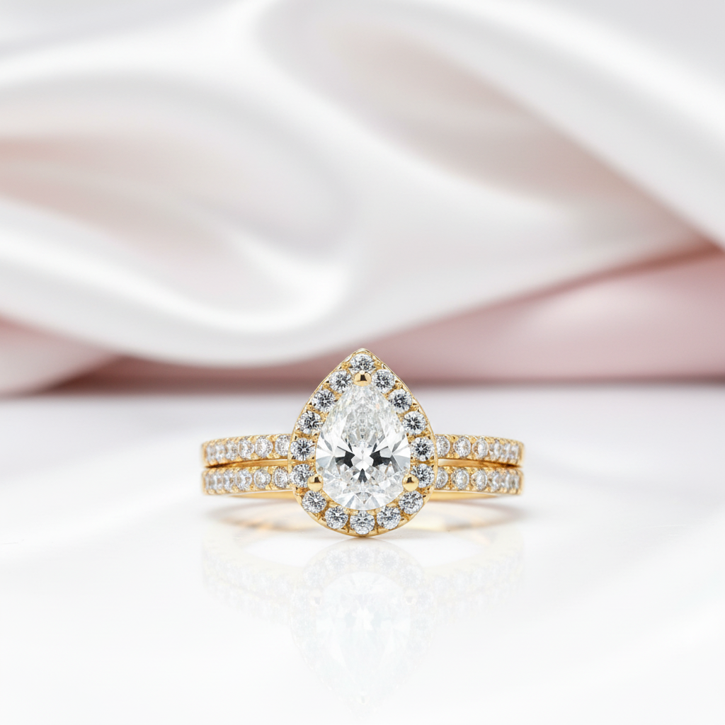 Pear Cut Diamond Option Wedding Ring Set-Black Diamonds New York