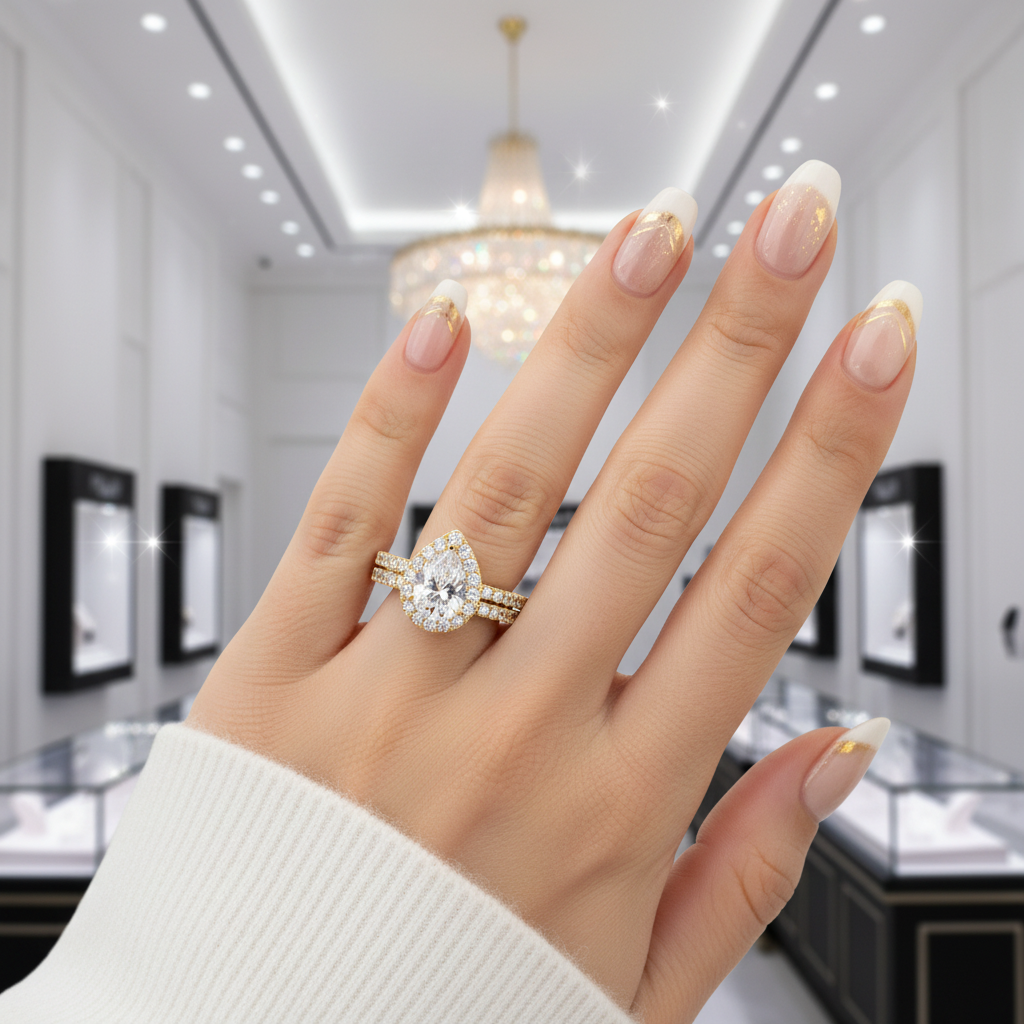 Pear Cut Diamond Option Wedding Ring Set-Black Diamonds New York
