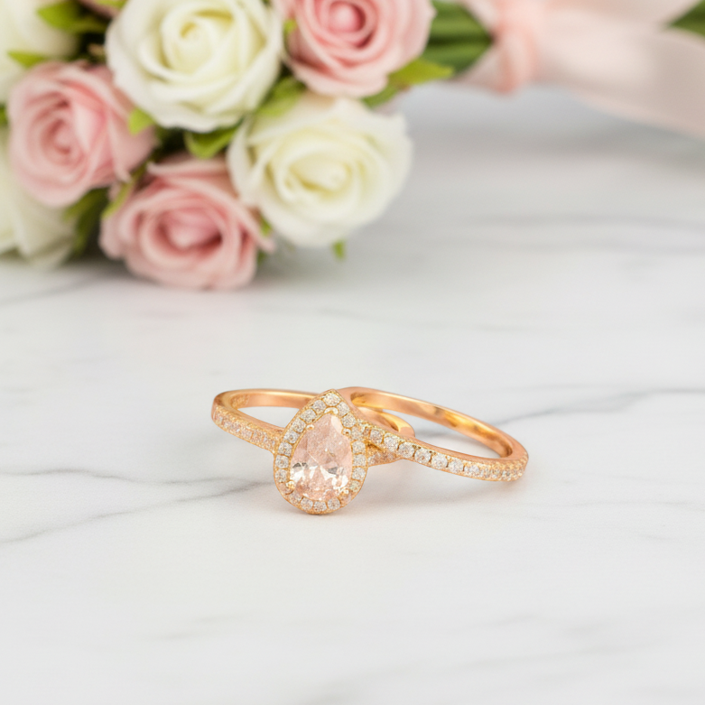 Pear Cut Diamond Option Wedding Ring Set-Black Diamonds New York