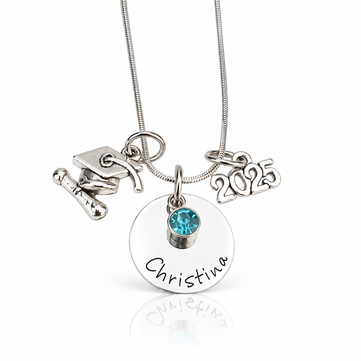 Personalized Graduation Necklace with Birthstone-Black Diamonds New York