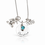 Personalized Graduation Necklace with Birthstone-Black Diamonds New York