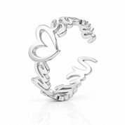 Personalized Name Ring With Heart-Black Diamonds New York