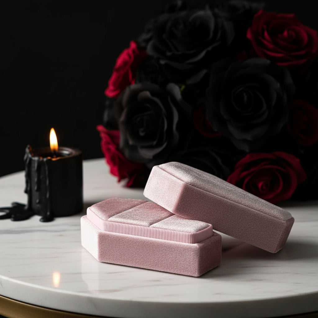 Married Till Buried Personalized Coffin Ring Box-Black Diamonds New York
