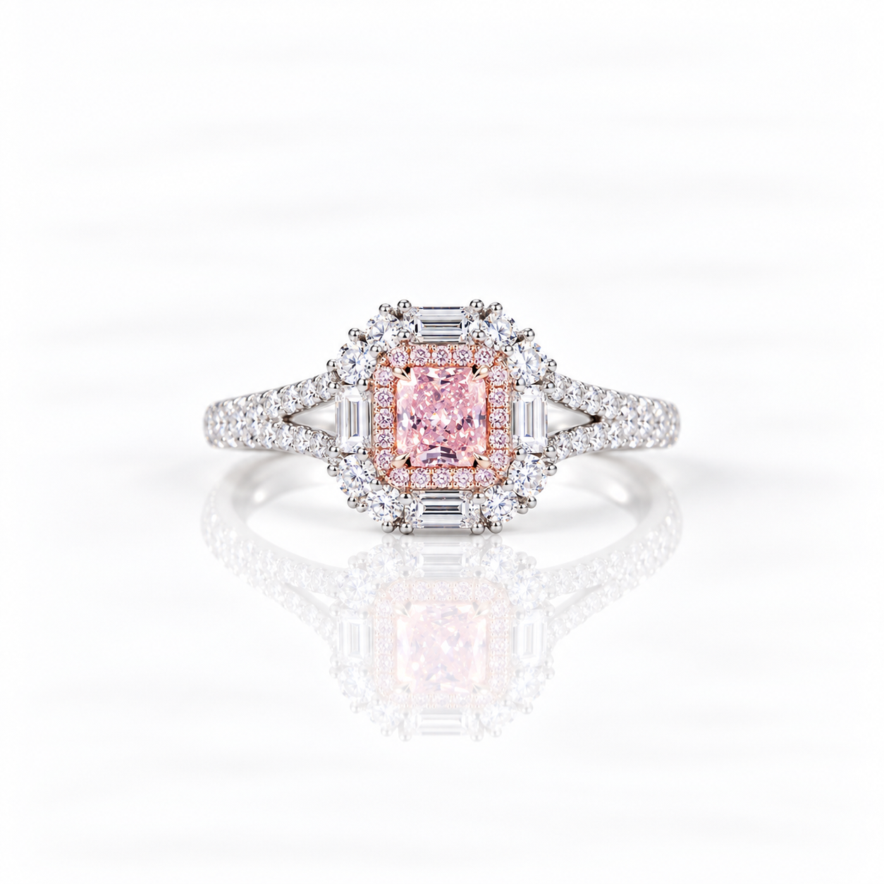 Pink Cushion Cut Diamond Option Engagement Ring-Black Diamonds New York