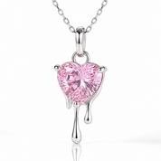 Pink Heart-Shaped Diamond Option with Dripping Heart Necklace-Black Diamonds New York