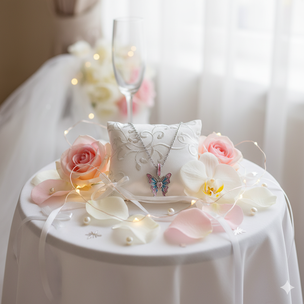 Pink Heart Cut Diamond Butterfly Pendant Necklace-Black Diamonds New York