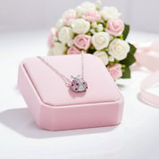Pink Ladybug Necklace & Earrings Set-Black Diamonds New York