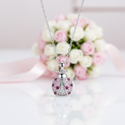 Pink Ladybug Necklace & Earrings Set-Black Diamonds New York