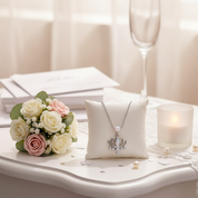 Pink Opal Lotus Flower Pendant Necklace-Black Diamonds New York