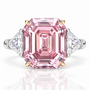 Pink Sapphire Option Asscher Cut and Trillion Cut Three Stone Engagement-Black Diamonds New York