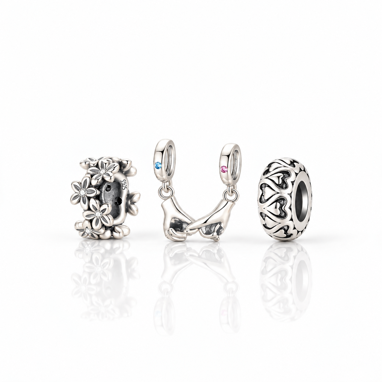 Pinky Swear Flower Lace & Heart Charm-Black Diamonds New York