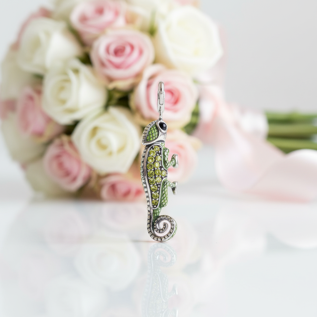 Pirate Green Lizard Chameleon Pendant (Aftersale Service)-Black Diamonds New York