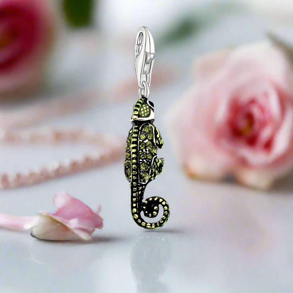 Pirate Green Lizard Chameleon Pendant (Aftersale Service)-Black Diamonds New York