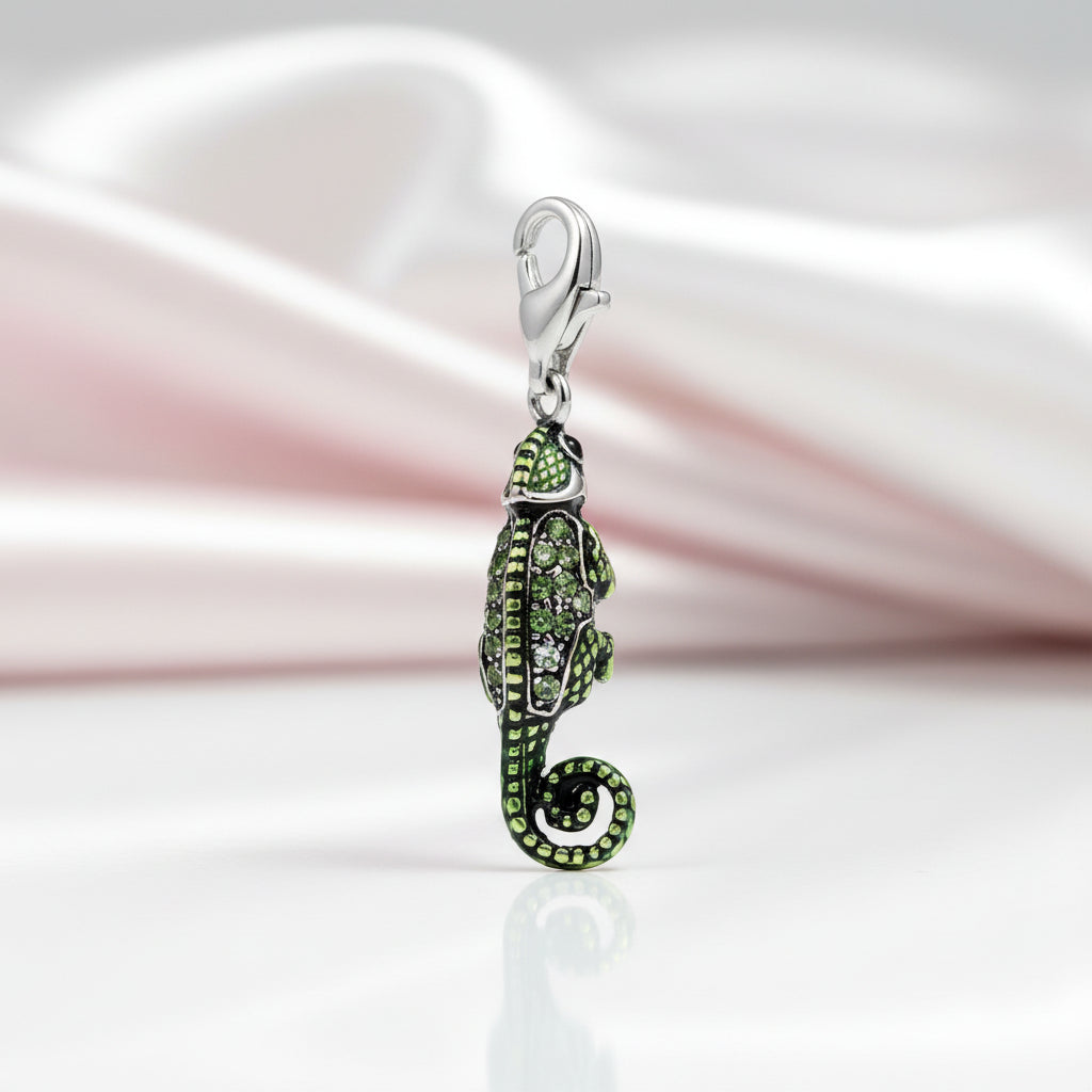Pirate Green Lizard Chameleon Pendant (Aftersale Service)-Black Diamonds New York