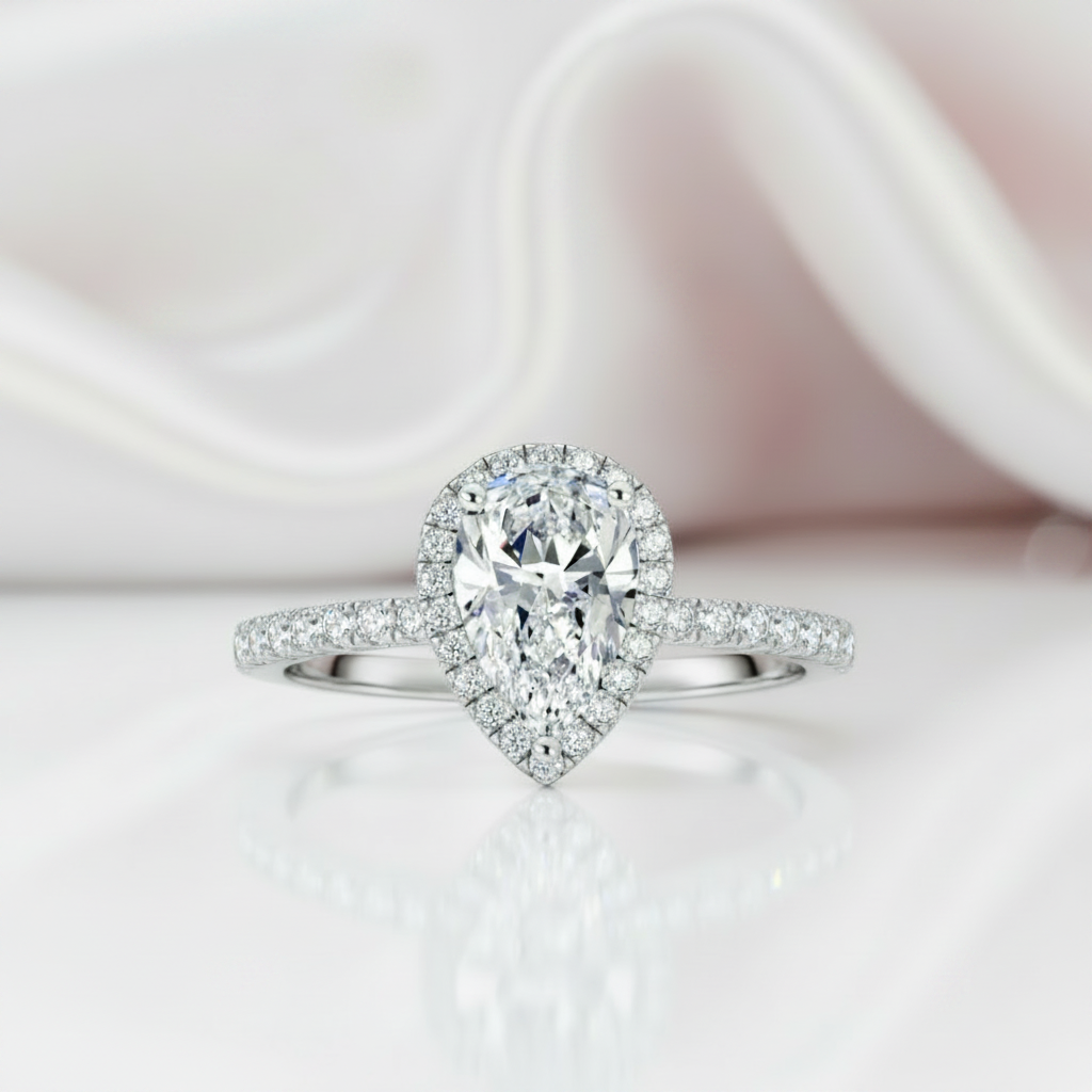 2.0 Ct Pear Cut Diamond Option with Halo Ring-Black Diamonds New York