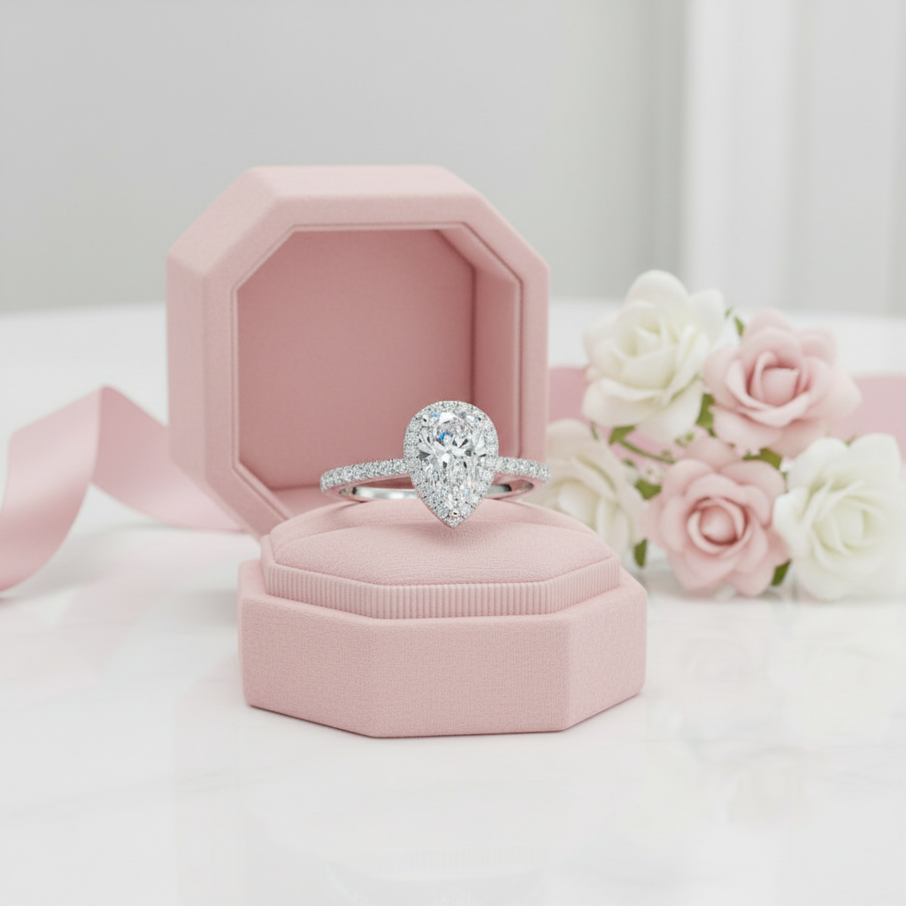 2.0 Ct Pear Cut Diamond with Halo Ring-Black Diamonds New York