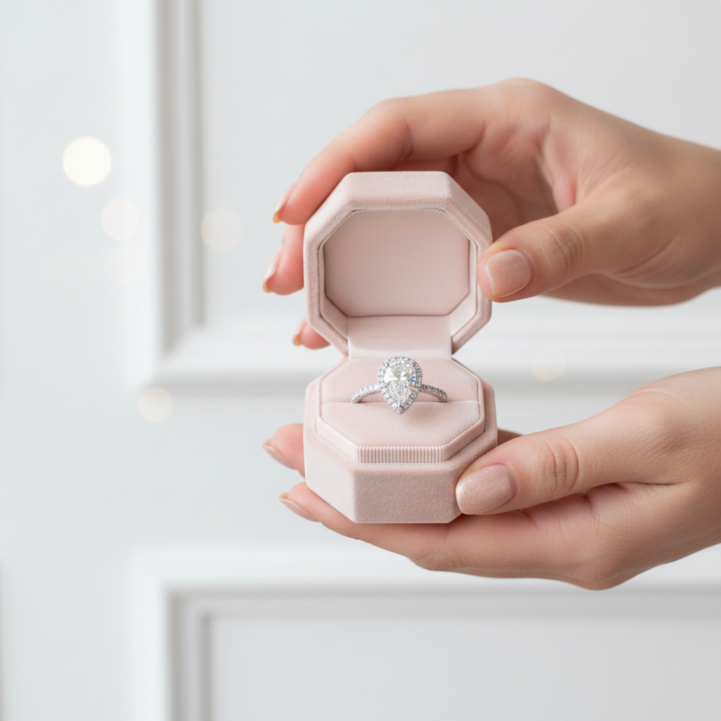 2.0 Ct Pear Cut Diamond with Halo Ring-Black Diamonds New York