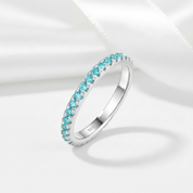Light Aquamarine Blue Wedding Band-Black Diamonds New York