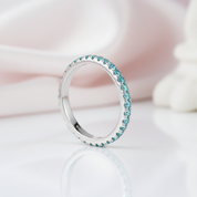 Light Aquamarine Blue Wedding Band-Black Diamonds New York