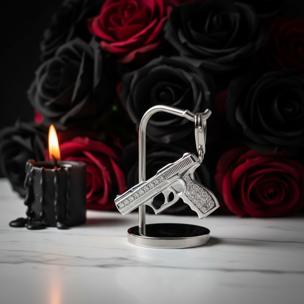 Pistol Gun Diamond Option Punk Charm Pendant-Black Diamonds New York