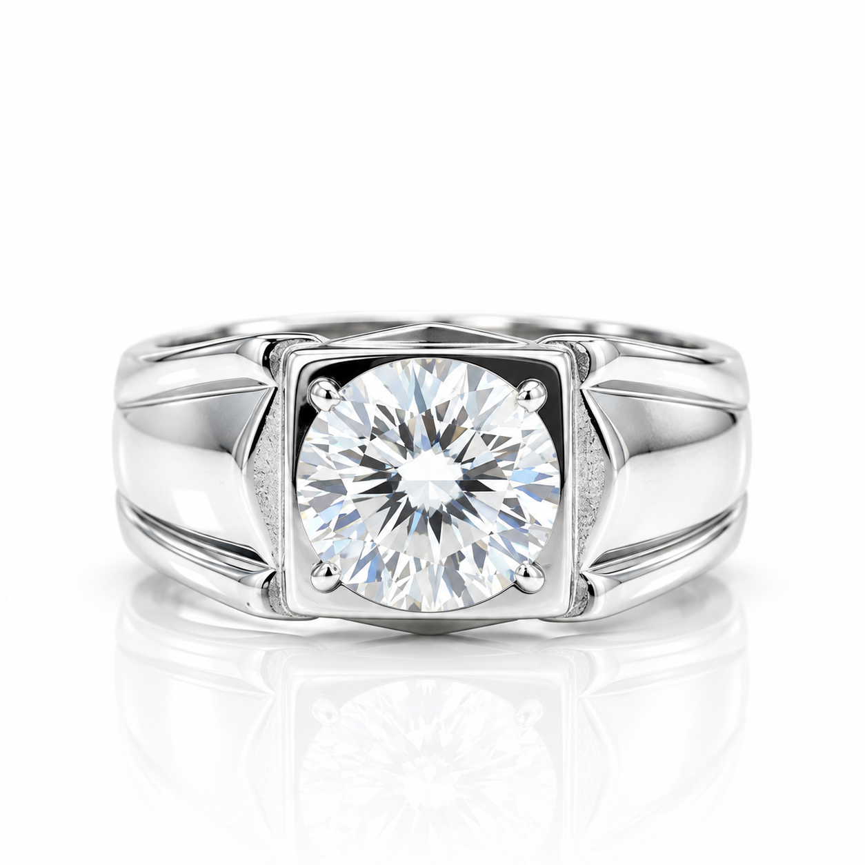 Simple Round Cut Diamond Option Men's Ring-Black Diamonds New York