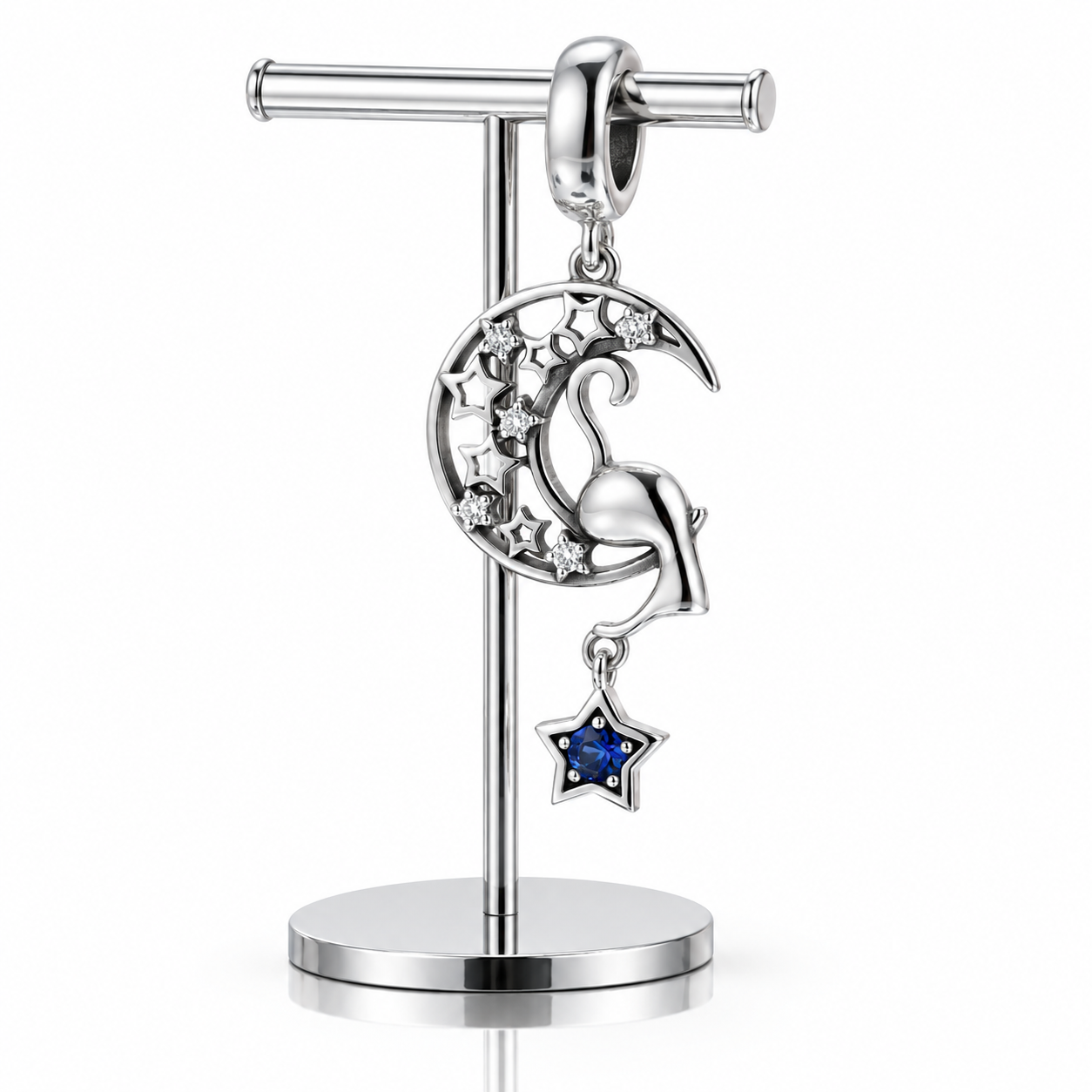 Playful Pet Kissing Cat Charm-Black Diamonds New York