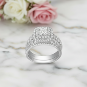 Princess Cross Cut Diamond Option Ring Set-Black Diamonds New York