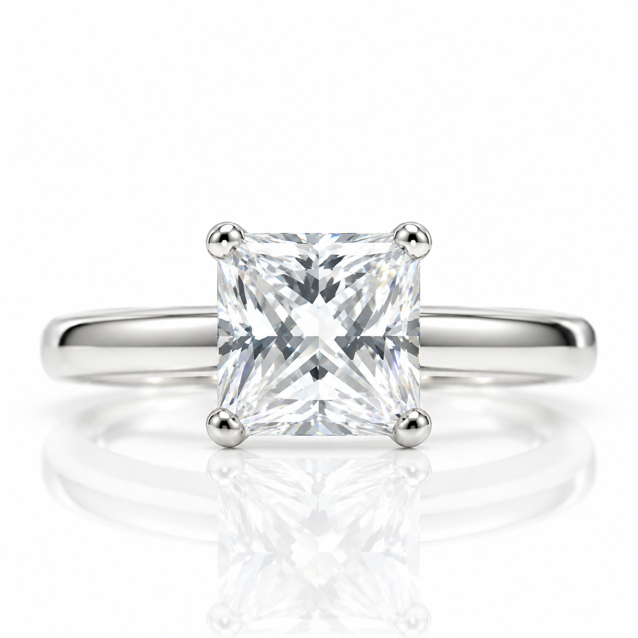 Princess Cut 1.0 Ct Sparkling Diamond Option Classic 4 Claw Engagement Ring-Black Diamonds New York