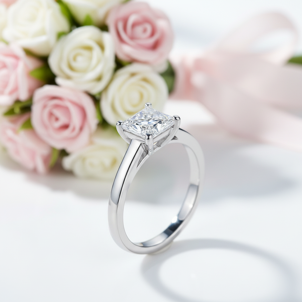 Princess Cut 2ct Diamond Option Engagement Ring-Black Diamonds New York