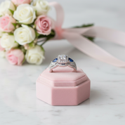 Princess Cut & Blue Pear Diamond Option Ring Set-Black Diamonds New York