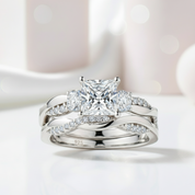 Princess Cut Diamond Eternity Twist Cross Wedding Ring Set-Black Diamonds New York