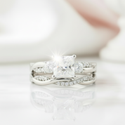 Princess Cut Diamond Eternity Twist Cross Wedding Ring Set-Black Diamonds New York