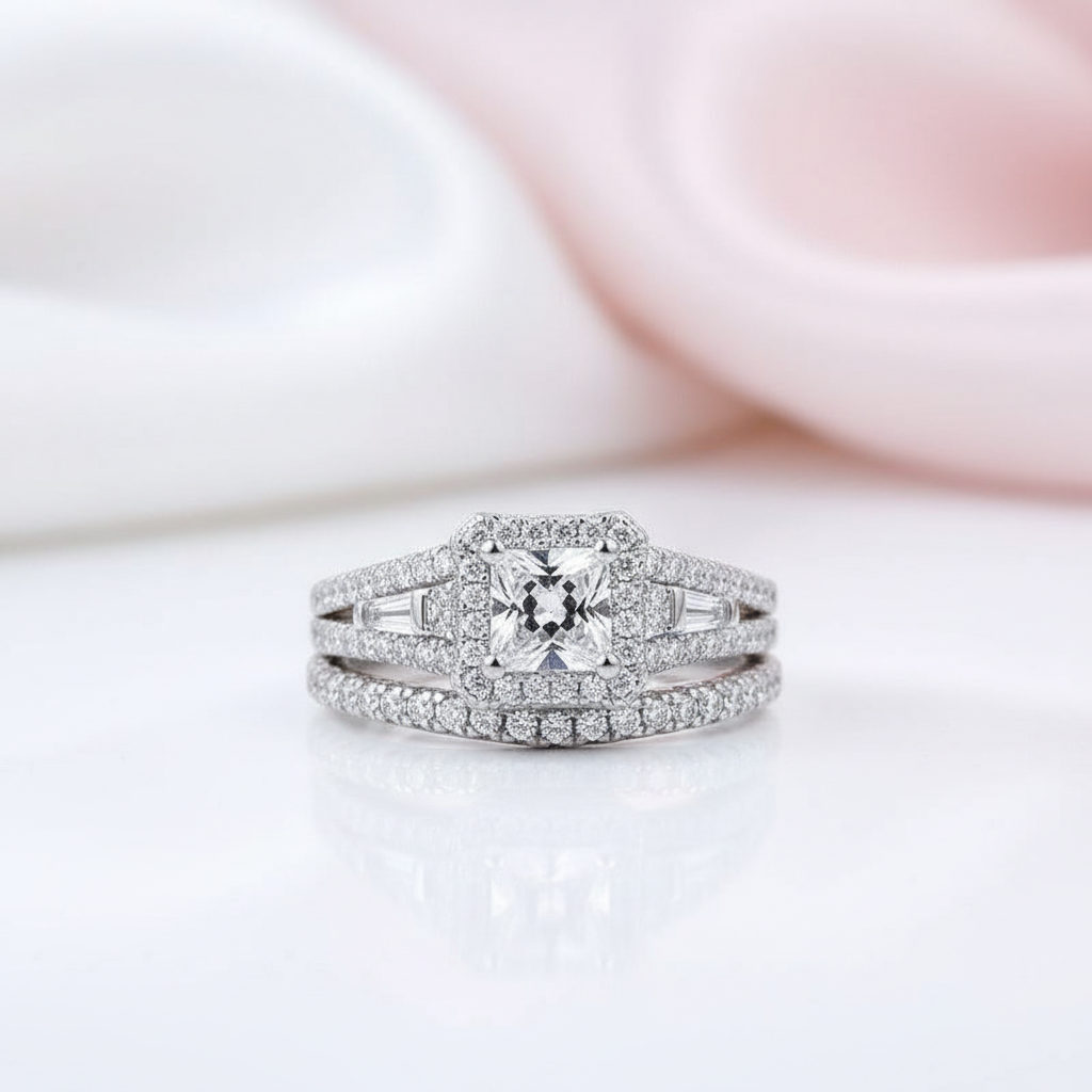 Princess Cut Diamond Option Halo Engagement Ring-Black Diamonds New York