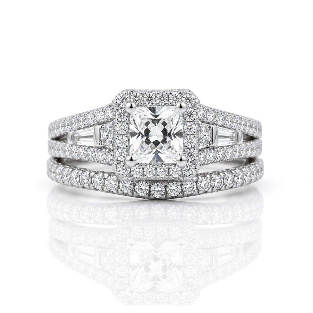 Princess Cut Diamond Option Halo Engagement Ring-Black Diamonds New York