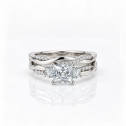 Princess Cut Diamond Option Eternity Twist Cross Wedding Ring Set-Black Diamonds New York