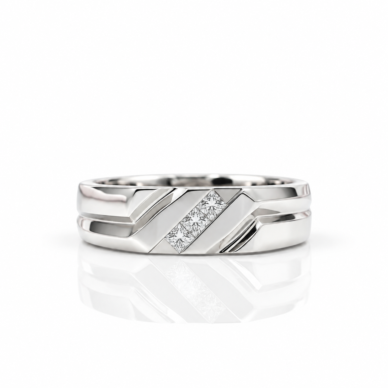 Princess Cut Diamond Option Men's Wedding Band-Black Diamonds New York