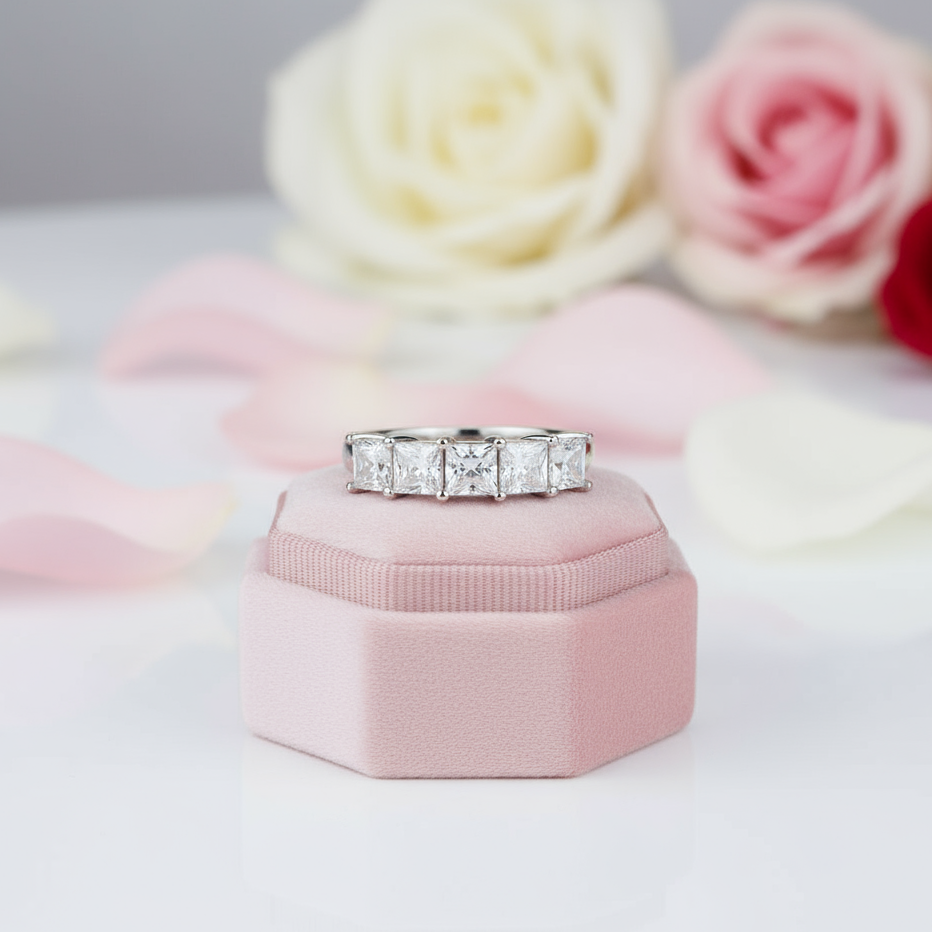 Princess Cut Five Stone 1.25 Ct Wedding Band-Black Diamonds New York