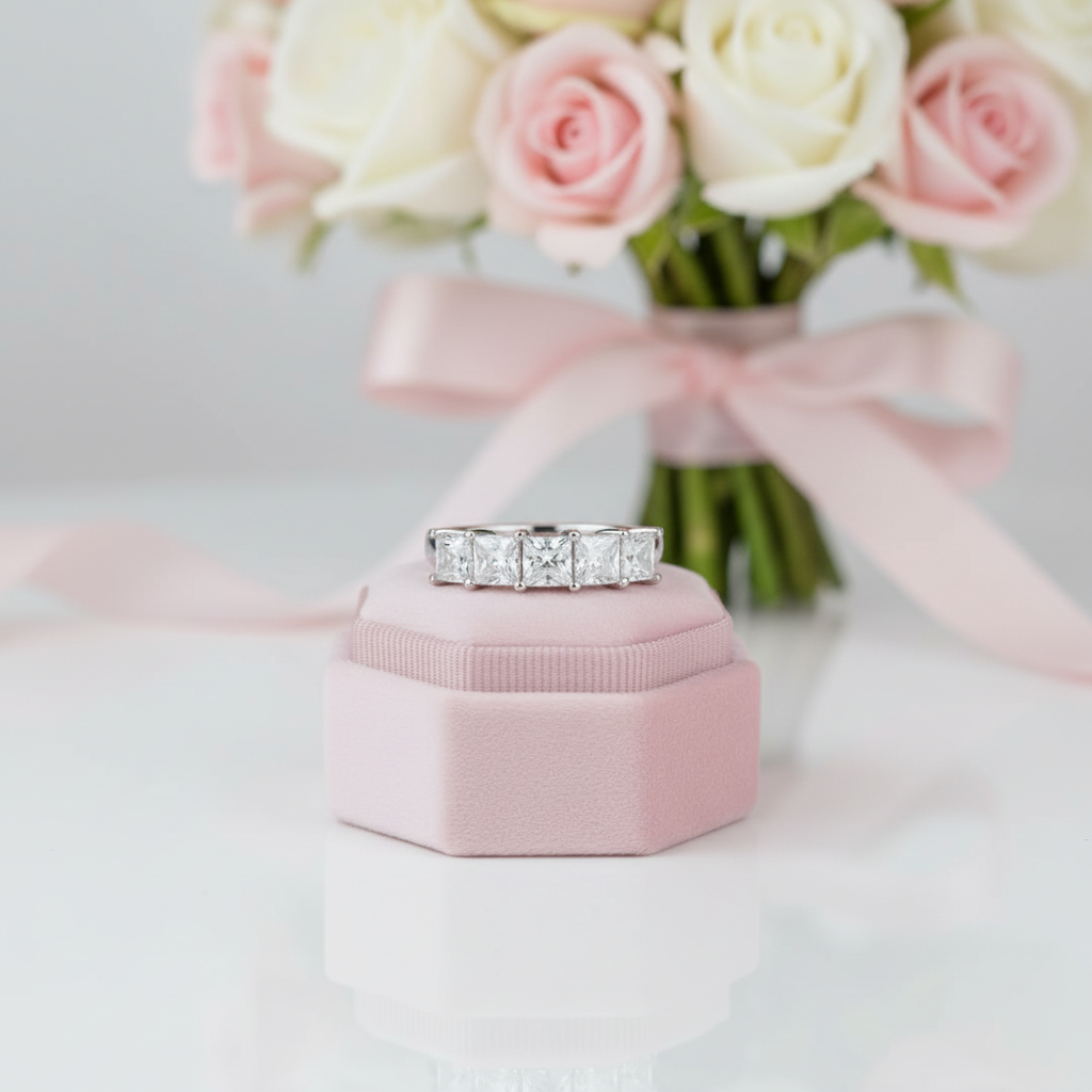 Princess Cut Five Stone 1.25 Ct Wedding Band-Black Diamonds New York